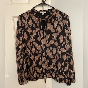 NWT Koko + Mason women’s animal print blouse black and tan size small